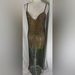 Liv Foster Rhinestone Mesh Column Gown Size S